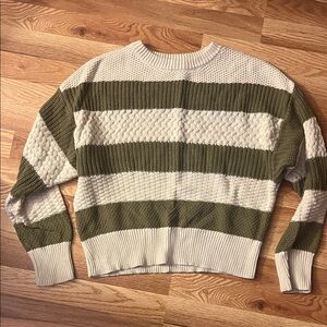 a new day Green and Cream Striped Sweater